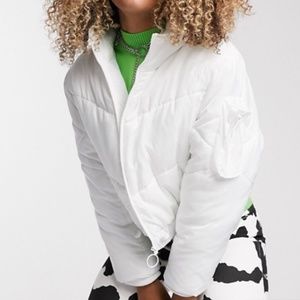 Asos White Cropped Puffer Jacket Size 0 NWT